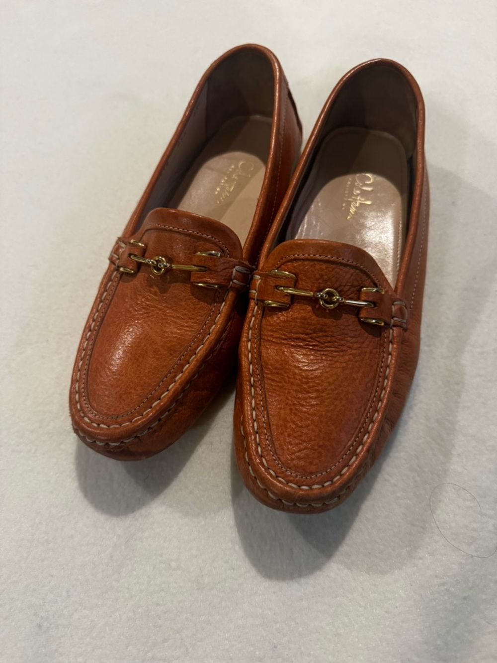 Cole Haan women Tan Leather Bit Loafers